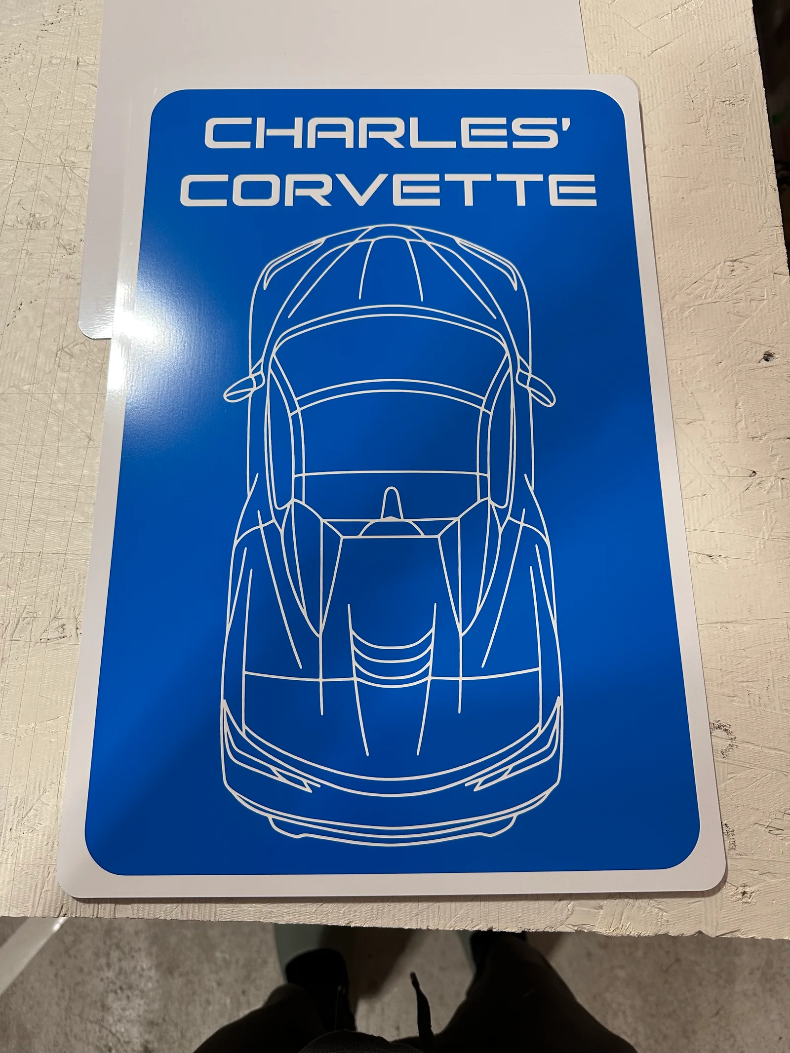 Custom Corvette parking only aluminum sign by Pro Media Signs