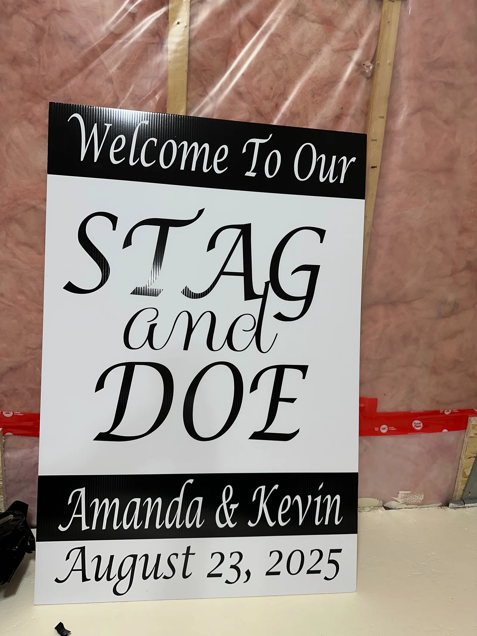 Custom Stag and Doe event sign for Amanda and Kevin's wedding by Pro Media Signs
